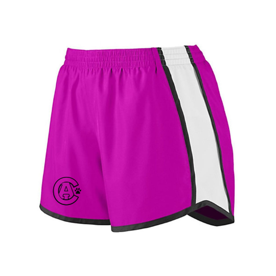 Girls / Ladies Shorts Pink with Black Line Logo
