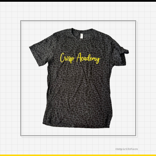 Black Leopard T Shirt w/ Simple Cursive – CASpiritStore Black Leopard T Shirt w/ Simple Cursive – CASpiritStore