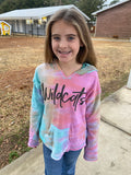 Terry Cloth Tie Dye Pullover with Puff Print